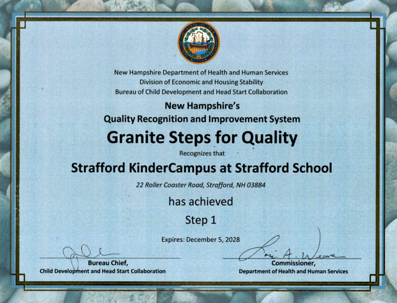 Strafford School Award Certificate